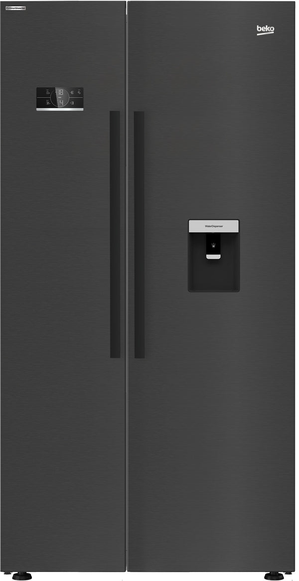 Beko ASD2341VB beko black steel side by side fridge freezer with harvestfresh