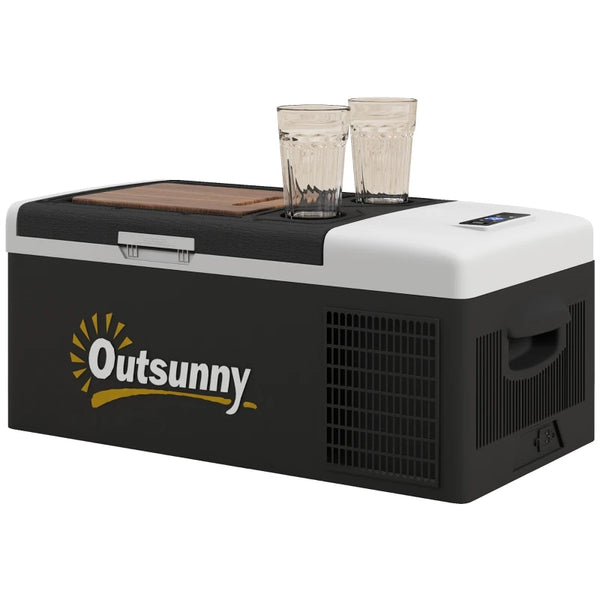 Outsunny 16L Portable Car Fridge, -20℃ to 10℃ Adjustable Temperature - Black/Grey