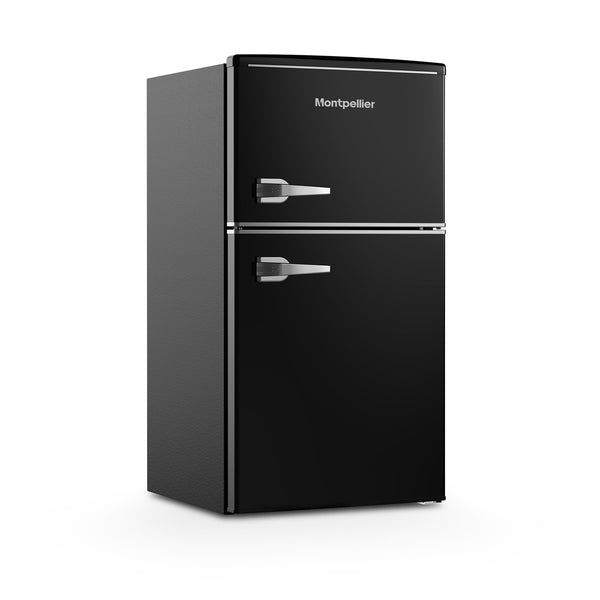 Montpellier MAB2035EK black undercounter retro fridge freezer